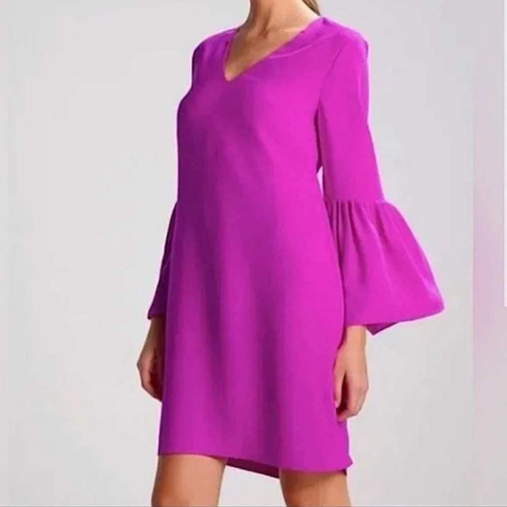 Elegant Banana Republic Magenta V-Neck Bell Sleeve Shift Dress. Size 4
